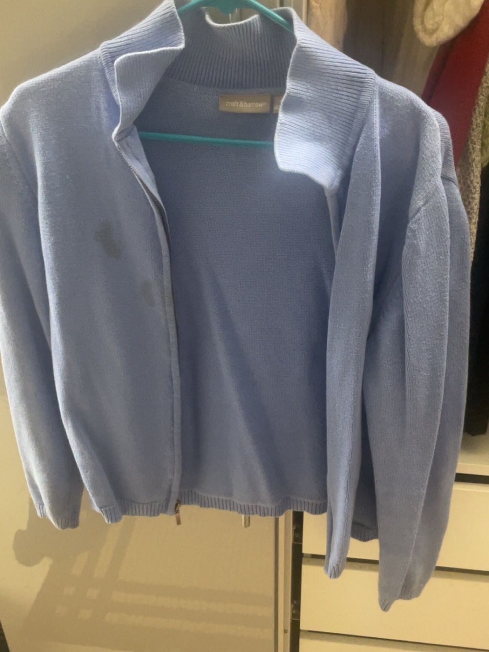 croft & barrow Light Blue Zip-Front Women's Cardigan Sweater